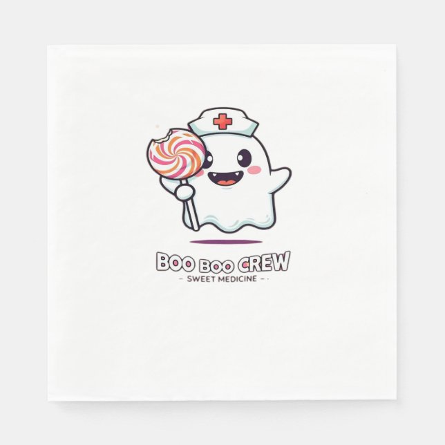 Serviette En Papier Cute Ghost Nurse Boo Boo Crew Halloween classique  (Devant)
