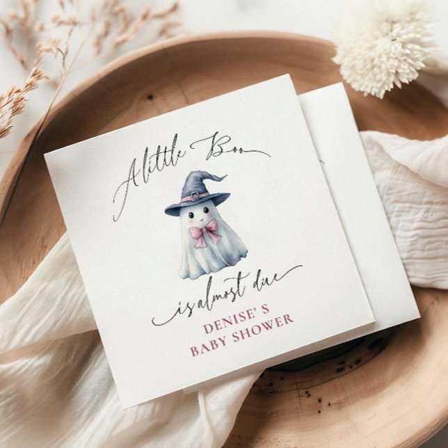 Serviette En Papier Cute Ghost with Pink Bow & Witch Hat  Baby Shower  (Créateur téléchargé)