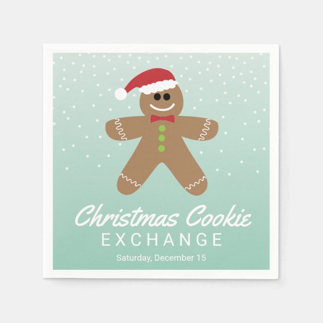 Serviette En Papier Cute Gingerbread Man Christmas Cookie Exchange (Devant)