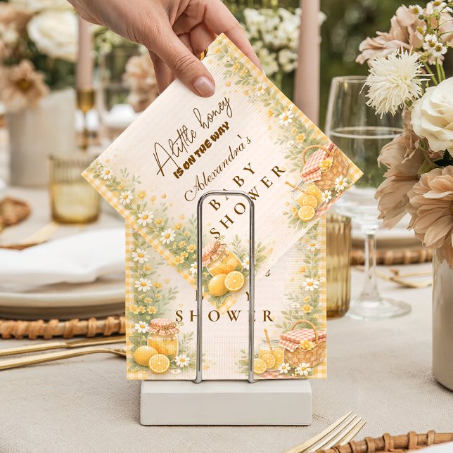 Serviette En Papier Cute Gingham Honey Bee Baby Shower (Créateur téléchargé)