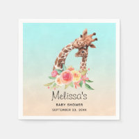 Cute Giraffe Aquarelle Maman & Babe Baby shower