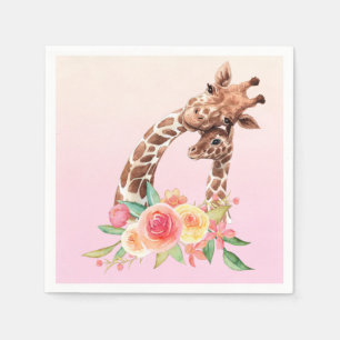 Serviette En Papier Cute Giraffe Aquarelle Maman & Bébé