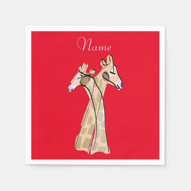 Serviette En Papier Cute Giraffe Couple Thunder_Cove (Devant)