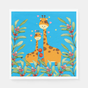 Serviette En Papier Cute Giraffe dans la jungle