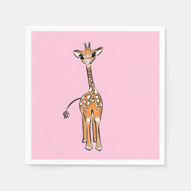 Serviette En Papier Cute Giraffe drawing, safari animals (Devant)