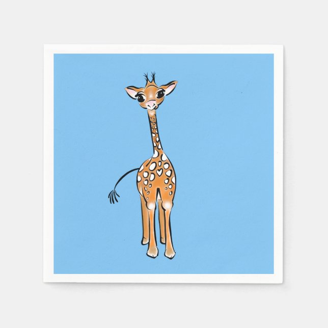 Serviette En Papier Cute Giraffe drawing, safari animals (Devant)