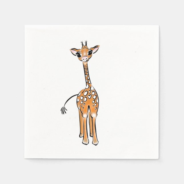 Serviette En Papier Cute Giraffe drawing, safari animals (Devant)