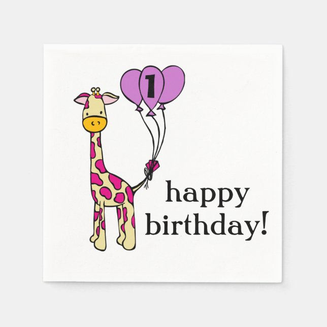 Serviette En Papier Cute Giraffe - serviettes d'anniversaire - Personn (Devant)
