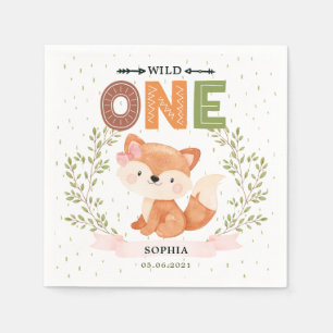Serviette En Papier Cute Girl Baby Fox 1er Anniversaire Papier Napkin