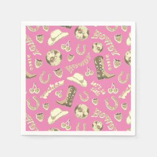Serviette En Papier Cute Girl Gold Pink Disco Cowgirl Aesthétique