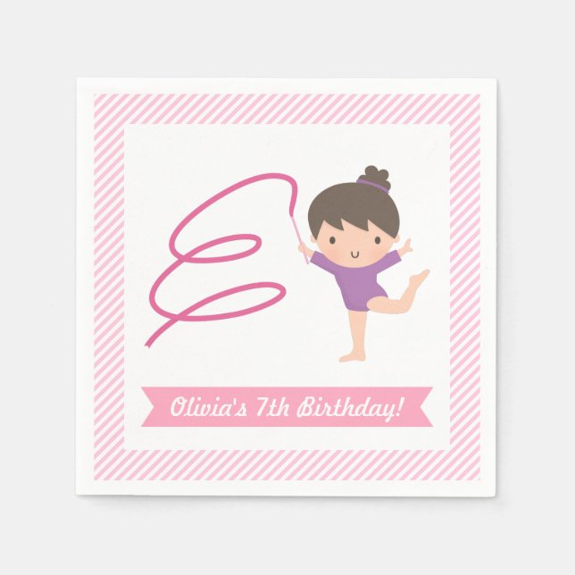Serviette En Papier Cute Girl Gymnastique Anniversaire de enfant Fête  (Devant)