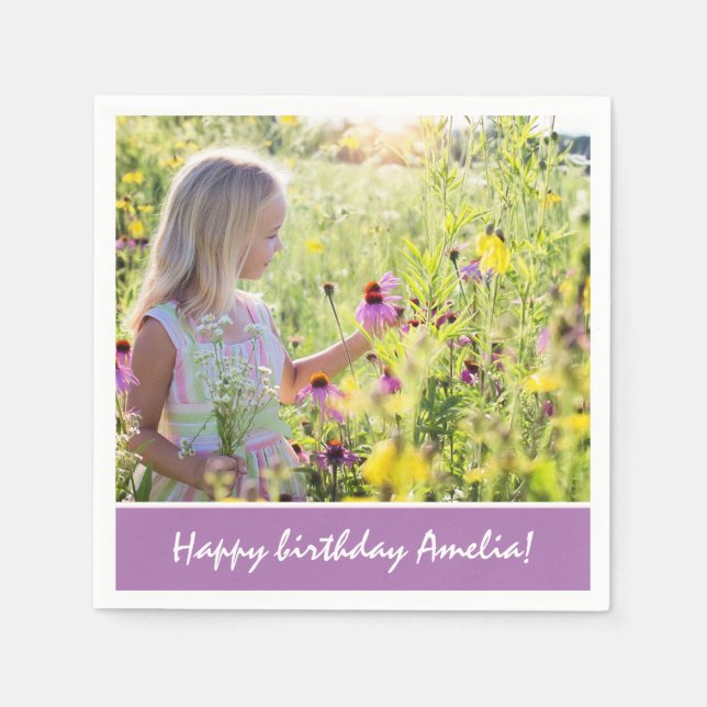 Serviette En Papier Cute Girl Pleine photo Anniversaire (Devant)