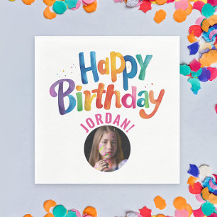 Serviette En Papier Cute Girl rose couleur rose Anniversaire fête de p