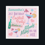 Serviette En Papier Cute Girly Custom 21st Birthday Cocktails<br><div class="desc">Serviettes de cocktail chaotique mignonettes pour personnaliser avec le nom des filles d'anniversaire et la date de la fête.</div>