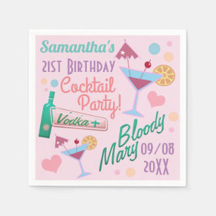 Serviette En Papier Cute Girly Custom 21st Birthday Cocktails