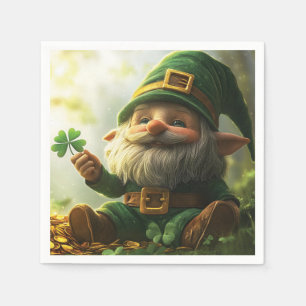 Serviette En Papier Cute gnome leprechaun avec shamrocks et clous de g