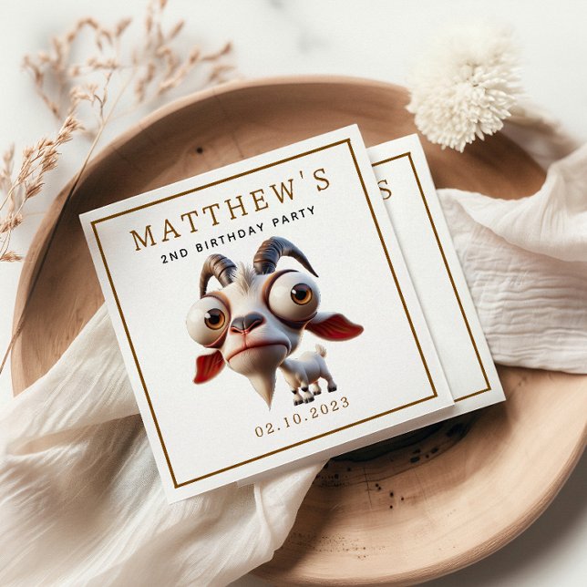 Serviette En Papier Cute Goat Farm Animaux 2e fête d'anniversaire (Créateur téléchargé)