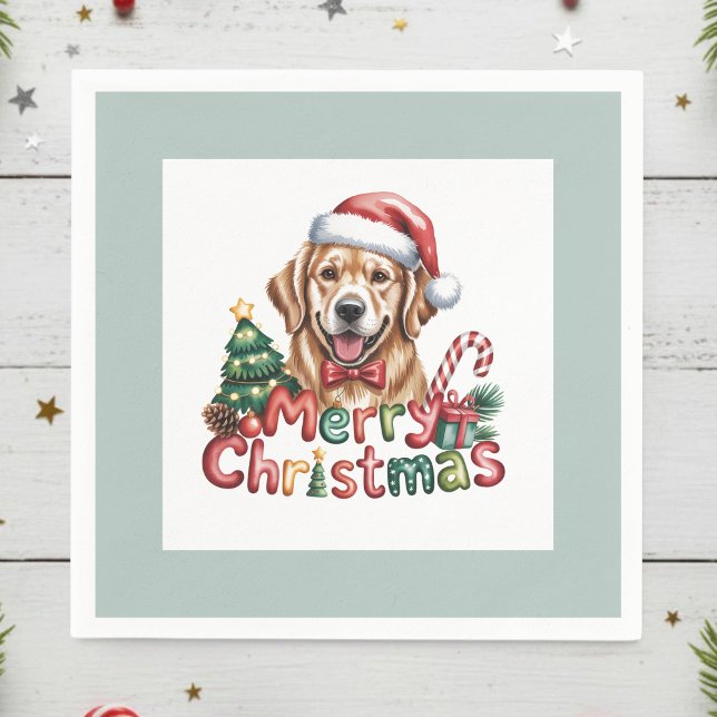 Serviette En Papier Cute Golden Retriever Dog Christmas (Créateur téléchargé)