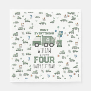 Serviette En Papier Cute Green Recycling Camion Enfants Nom Âge Annive