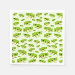 Serviette En Papier Cute Green Tree Frog Motif