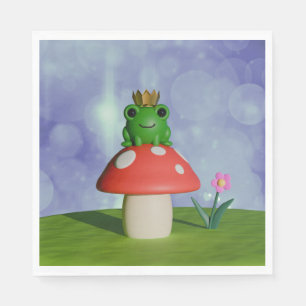 Serviette En Papier Cute grenouille caricaturale portant une couronne 
