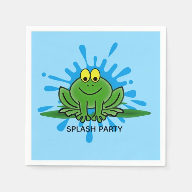 Serviette En Papier Cute Grenouille verte Papier design Napkins (Devant)