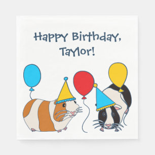 Serviette En Papier Cute Guinée Cochon et ballons fête d'anniversaire