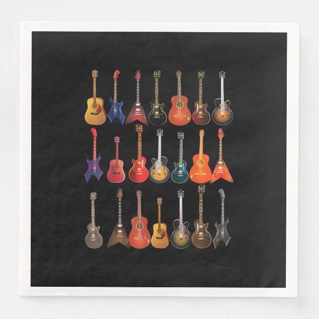 Serviette En Papier Cute Guitar Rock and Roll Musical Instruments (Devant)