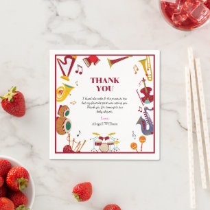 Serviette En Papier Cute Guitare Baby shower musical Merci