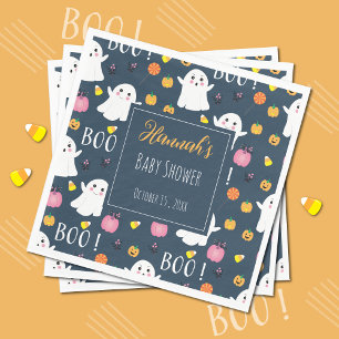 Serviette En Papier Cute Halloween Fantômes bleu foncé Papier Napkin