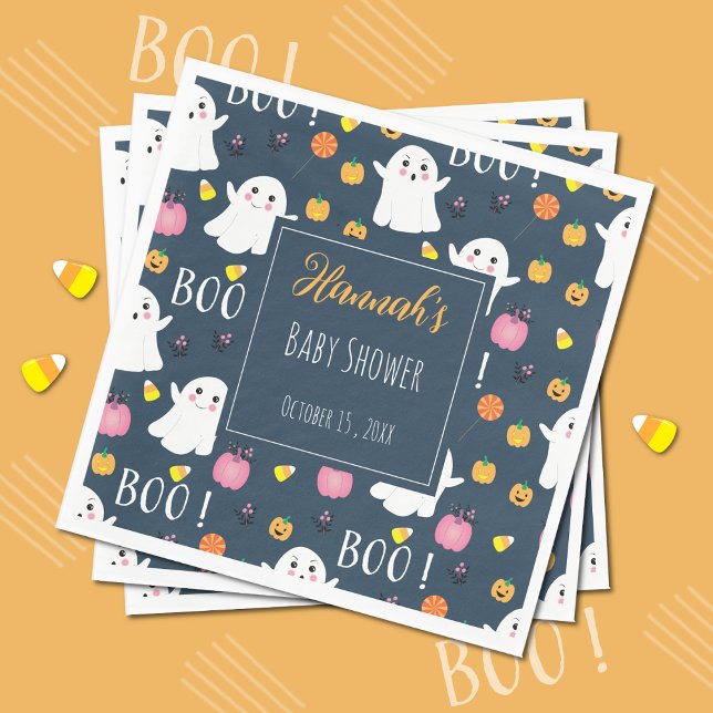Serviette En Papier Cute Halloween Fantômes bleu foncé Papier Napkin (Créateur téléchargé)