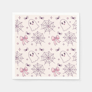 Serviette En Papier Cute Halloween Ghost & Spiderweb Motif
