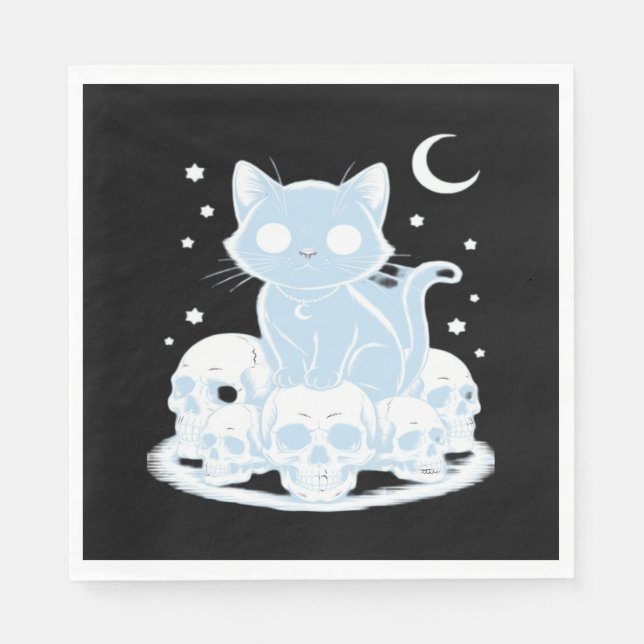 Serviette En Papier Cute Halloween Kitten Chat Gothique Esthétique Ess (Devant)