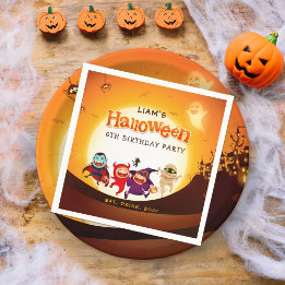 Serviette En Papier Cute Halloween Orange Spooktaculaire Enfants