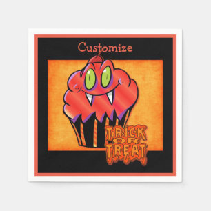 Serviette En Papier Cute Halloween Orange Vampire Cupcake Napkins