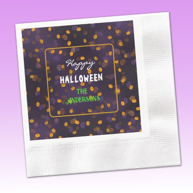 Serviette En Papier Cute Halloween souriant Citrouille Cocktail Coin (Créateur téléchargé)