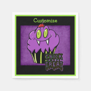 Serviette En Papier Cute Halloween violet Vampire Cupcake Napkins