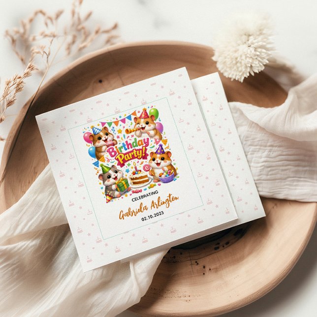 Serviette En Papier Cute Hamster Birthday Party | Kids Hamster (Cute Hamster Birthday Party | Kids Hamster napkins
)