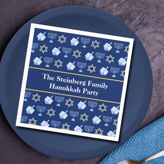 Serviette En Papier Cute Hanoukka Dreidel Menorah Motif Custom Party (Créateur téléchargé)