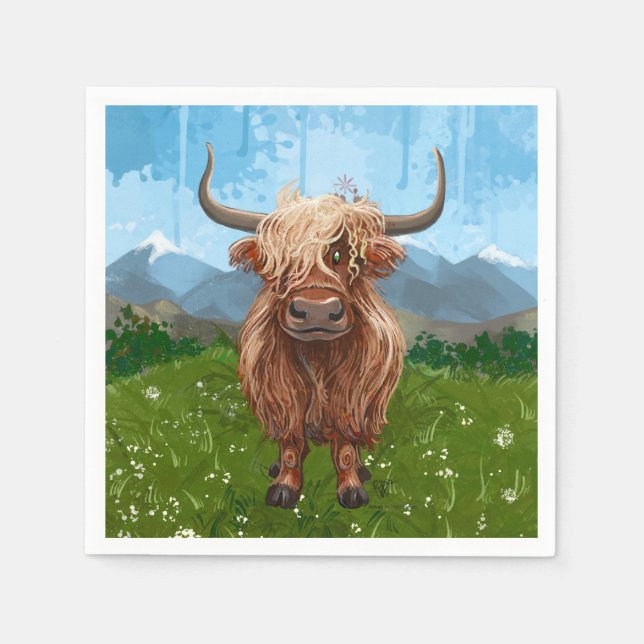 Serviette En Papier Cute Highland Cow Party (Devant)