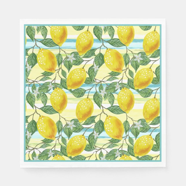 Serviette En Papier Cute Hip Tropical Summer Lemon Fruit Art Motif (Devant)
