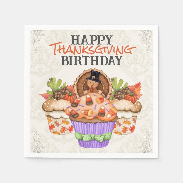 Serviette En Papier Cute Holiday Cupcakes Bon thanksgiving anniversair (Devant)