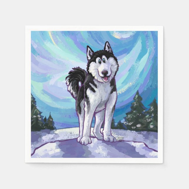 Serviette En Papier Cute Husky (Devant)