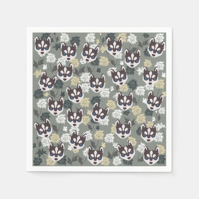 Serviette En Papier Cute Husky Papier serviettes (Devant)