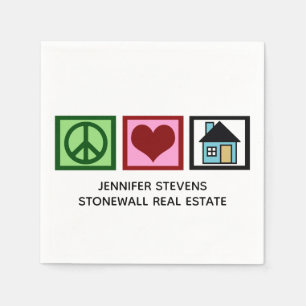 Serviette En Papier Cute Immobilier Custom Peace Love Open House