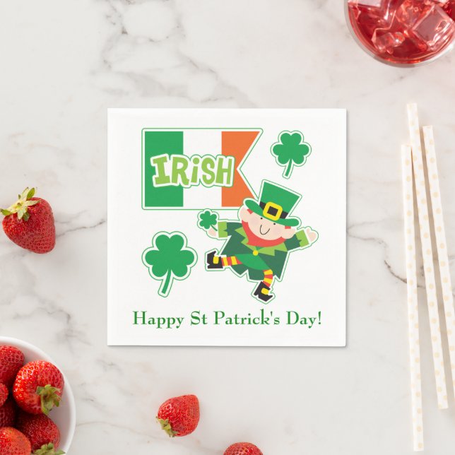 Serviette En Papier Cute Irish Leprechaun (En situation)
