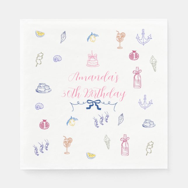 Serviette En Papier Cute Italian Minimalist Birthday (Devant)