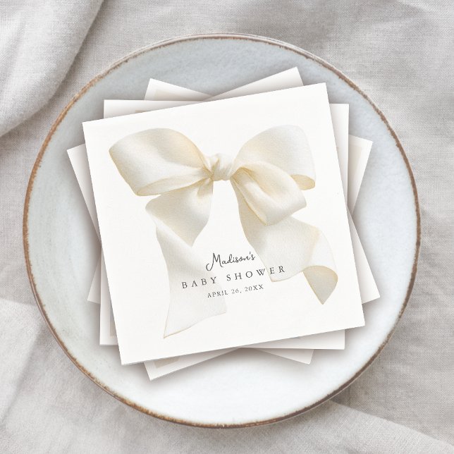 Serviette En Papier Cute Ivory Coquette Bow Baby Shower (Créateur téléchargé)