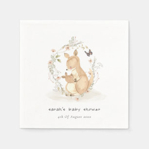 Serviette En Papier Cute Joey Mama Kangaroo Baby shower de couronnes f