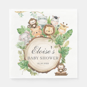 Serviette En Papier Cute Jungle Animaux Baby shower verdoyant Annivers